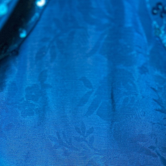 Vintage Scott McClintock Teal Floral Sequin Sweetheart Prom Dress with Bolero - Picture 3 of 14